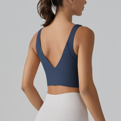 KAREN | Sport Crop Top met Diepe V-Rug – Elegant, Stevig & Comfortabel