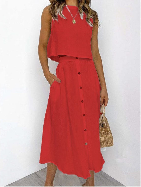 ALIZA | Luchtige Katoenen Set – Zomerse Top & Rok in Diverse Kleuren