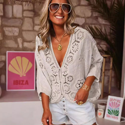 LIVVY | Gehaakte Ibiza Kimono – Boho Beach Vibe