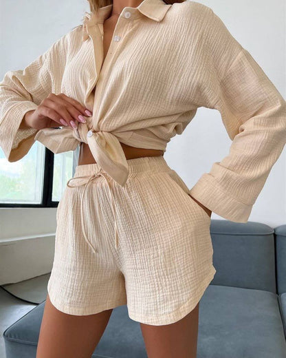 DIEKE | Two-Piece Lounge Set Dames – Zomerse Blouse en Short Co-ord