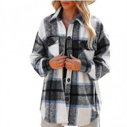 TARA | Oversized Geruite Shacket Dames – Fleece Ruitjas