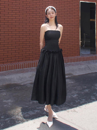 YOLINE | Strapless Midi Zomerjurk – Elegant & Comfortabel