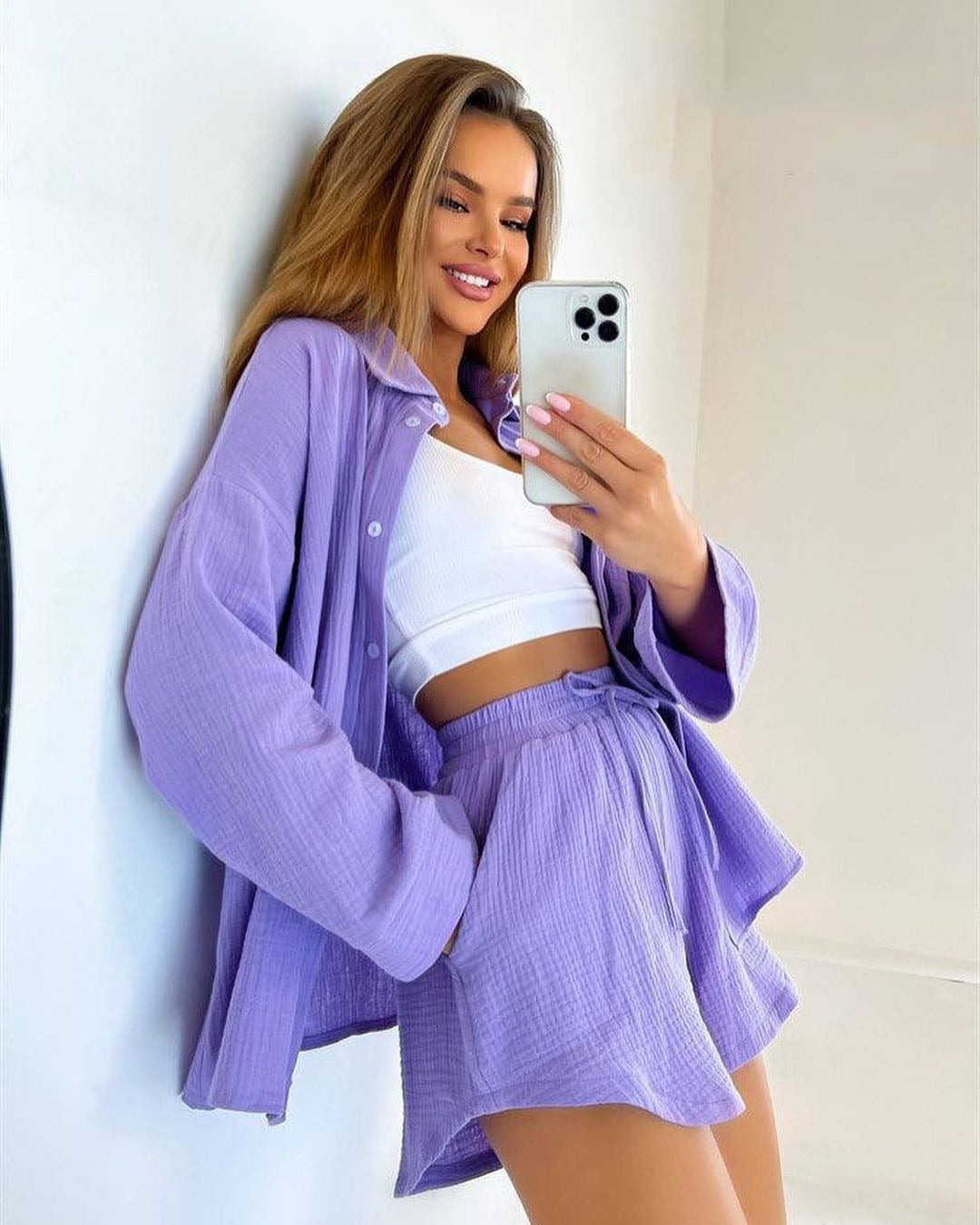 DIEKE | Two-Piece Lounge Set Dames – Zomerse Blouse en Short Co-ord