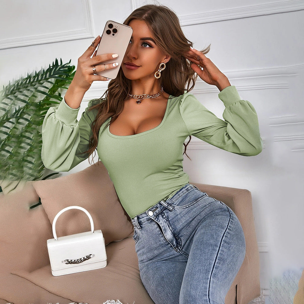 NIKE | Prachtige Groene Puff Sleeve Top – Elegantie in de Kleinste Details