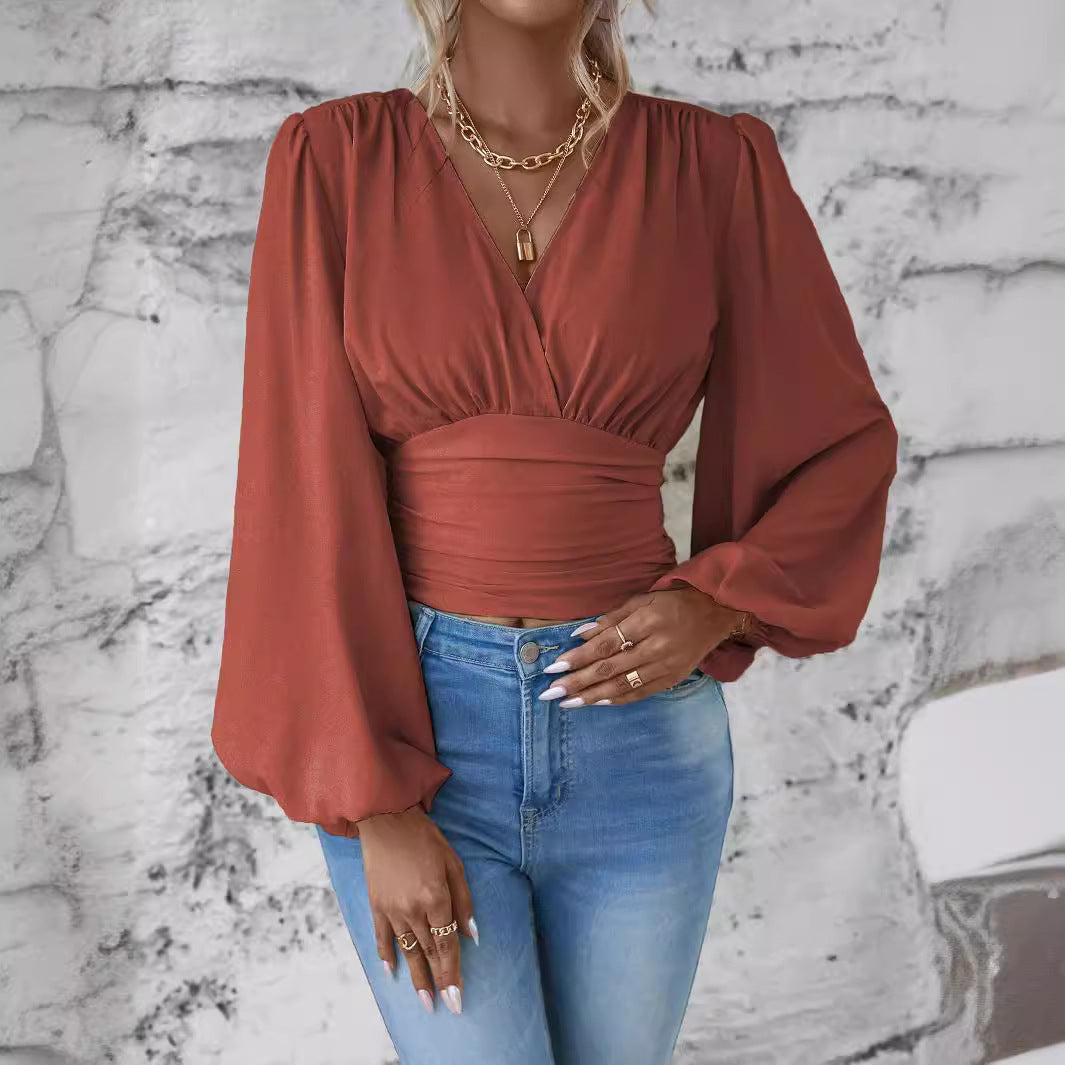 TOULOUSE | Chiffon Wrap Top – Elegante V-Hals & Flowy Mouwen