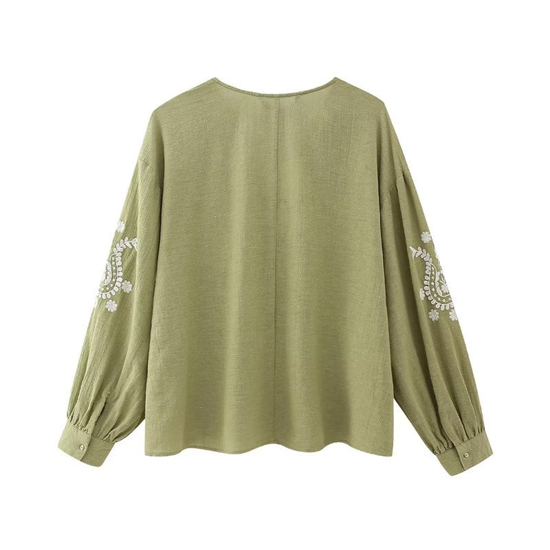 ANNEMIE | Boho Blouse met Borduursels - Katoenen Blouse Dames