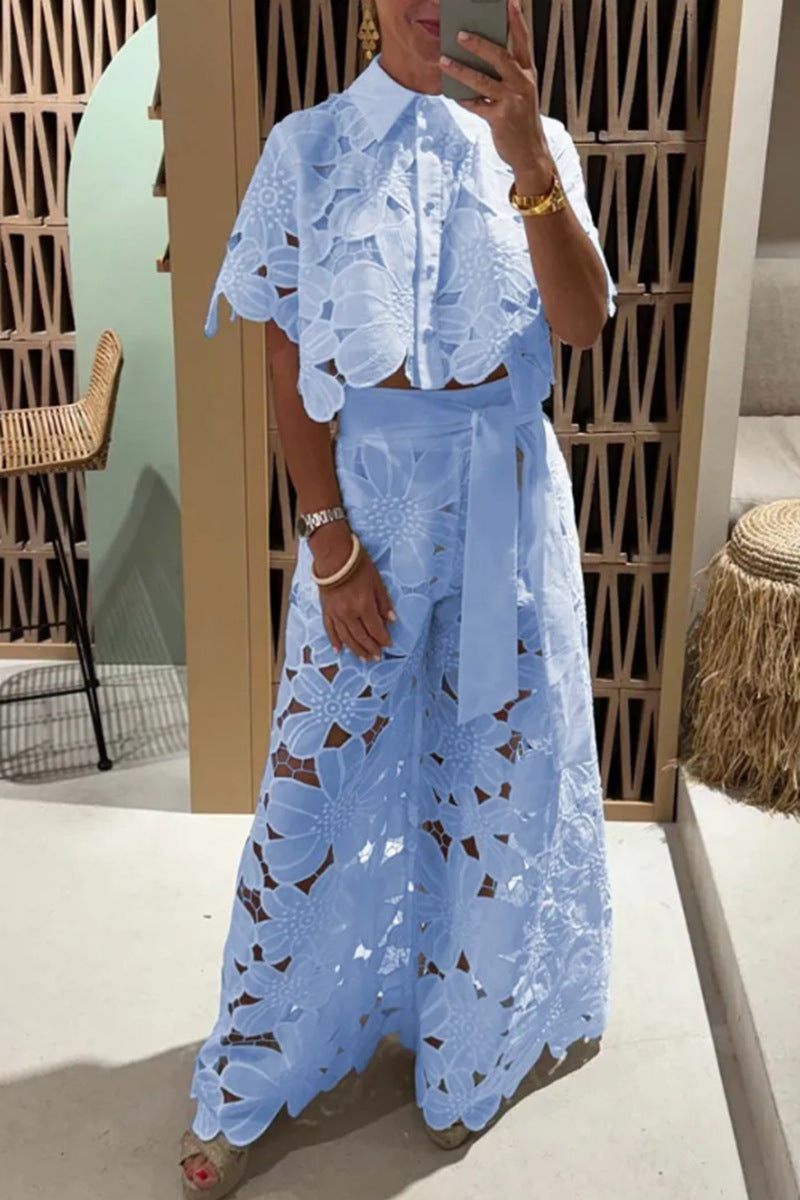 FIORA | Boho Broderie Kanten Set – Luxe Zomerlook met Statement Bloemen