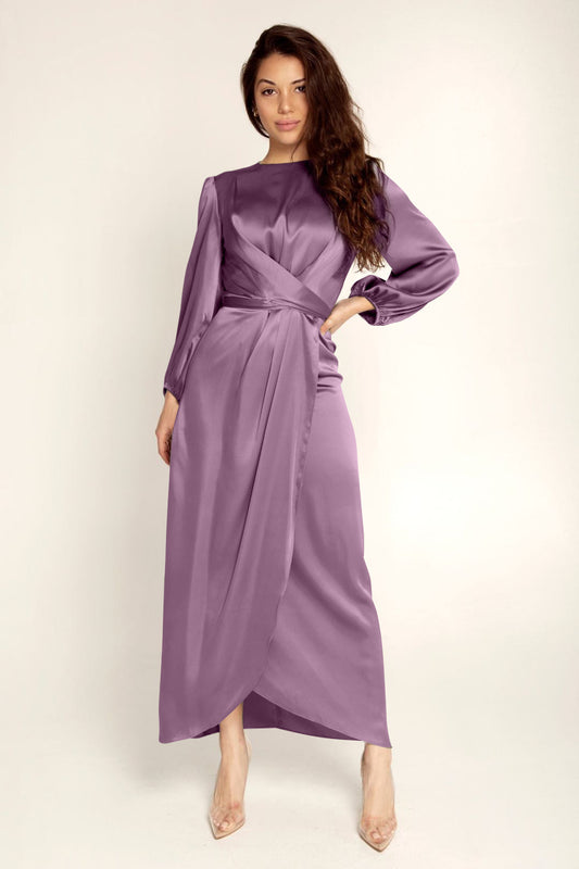 MERYAM | Satin Draped Maxi Jurk – Elegant & Tijdloos Design