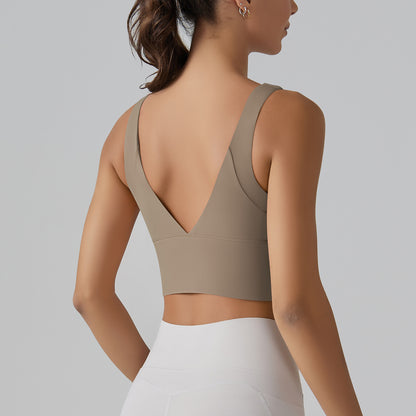 KAREN | Sport Crop Top met Diepe V-Rug – Elegant, Stevig & Comfortabel