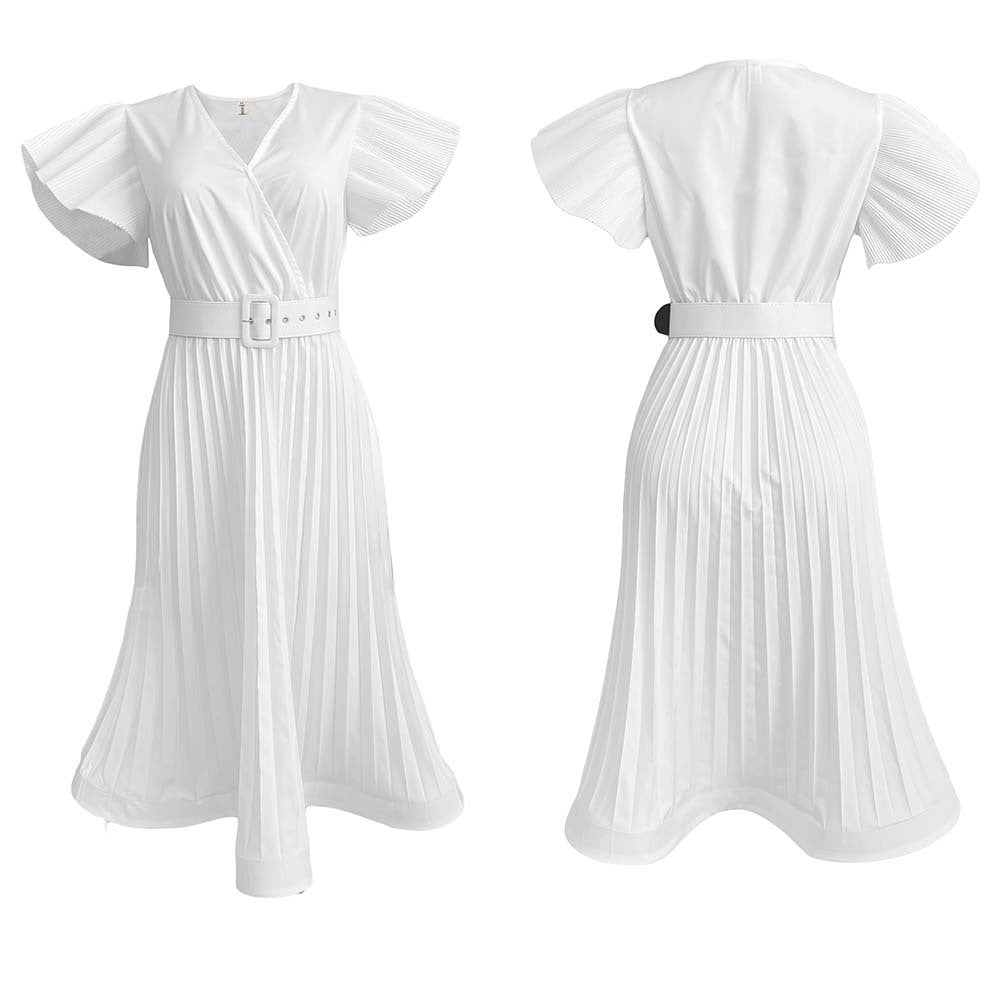 NILA |  Elegante Plisséjurk met Taille Riem – Voor Zomer, Feest & Werk