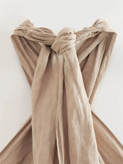 FLEURE | Linnen Crop Top met Kruisbanden - Boho Chic Crop Top Dames