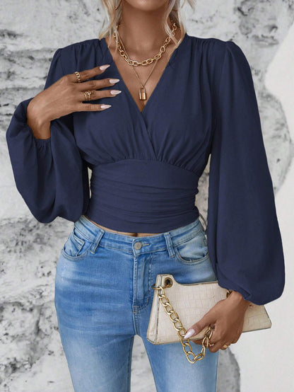 TOULOUSE | Chiffon Wrap Top – Elegante V-Hals & Flowy Mouwen
