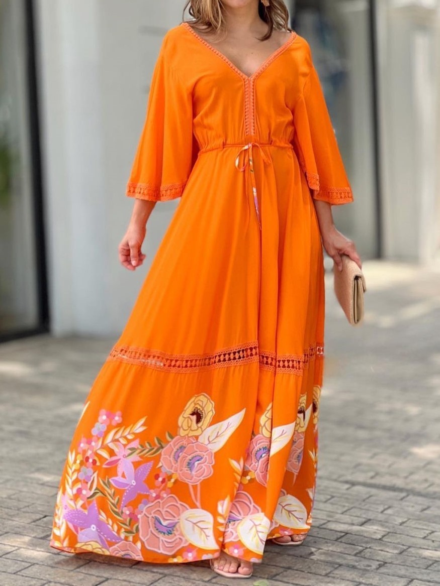 GAIA | Bohemian Maxi Jurk met Bloemenprint – Zomerse Lange Jurk in Diverse Kleuren