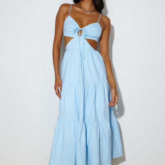 YANNE | Cut-Out Maxi Jurk – Zomerse Elegantie met Speelse Twist