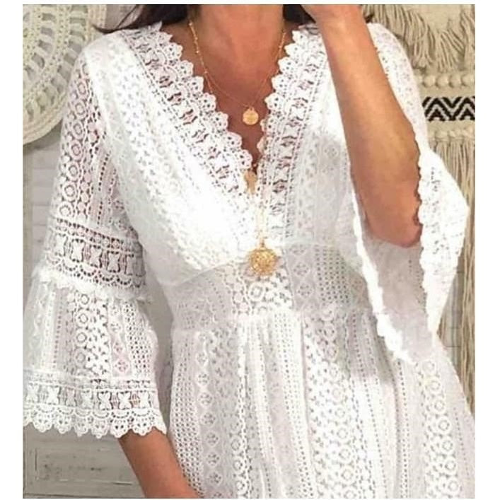 PIXIE | Romantische Witte Kanten Jurk – Boho Chic