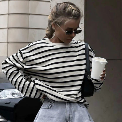 PHILIPPINE | Oversized Gestreepte Trui – Zwart Wit Casual Streetstyle Dames