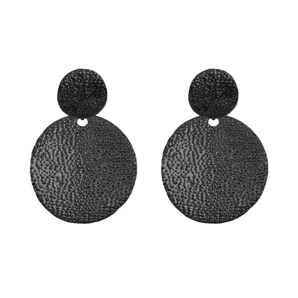 STACY | Minimalistische Ronde Oorbellen met Textuur – Goud, Zilver & Zwart