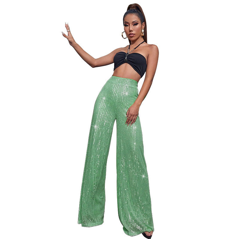 CELINE | Pailletten Palazzo Broek – Glitter Wide Leg Broek in Meerdere Kleuren