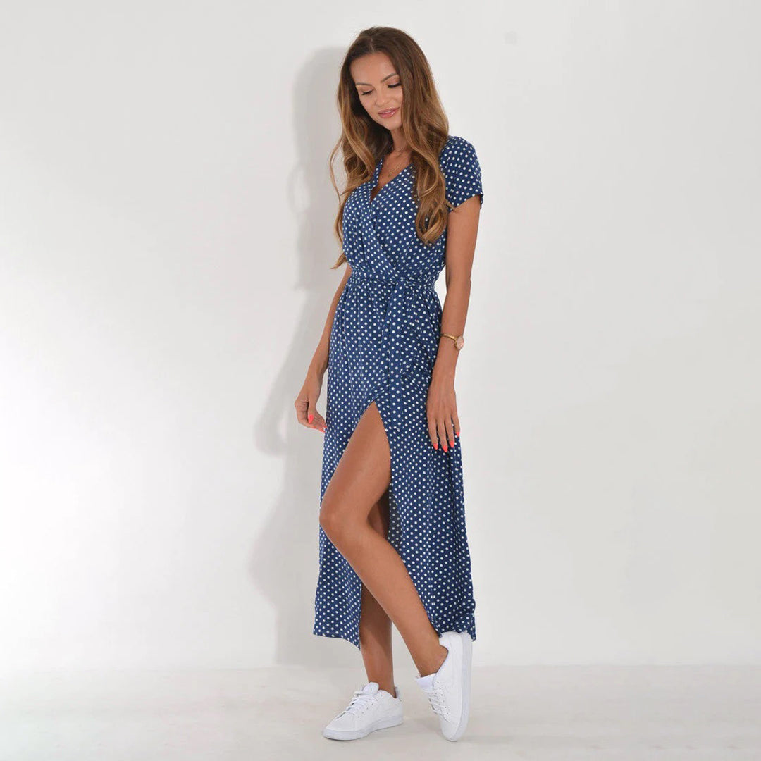 LIEVE | Boho Floral Maxi Wrap Dress – Elegante Zomerjurk met Print