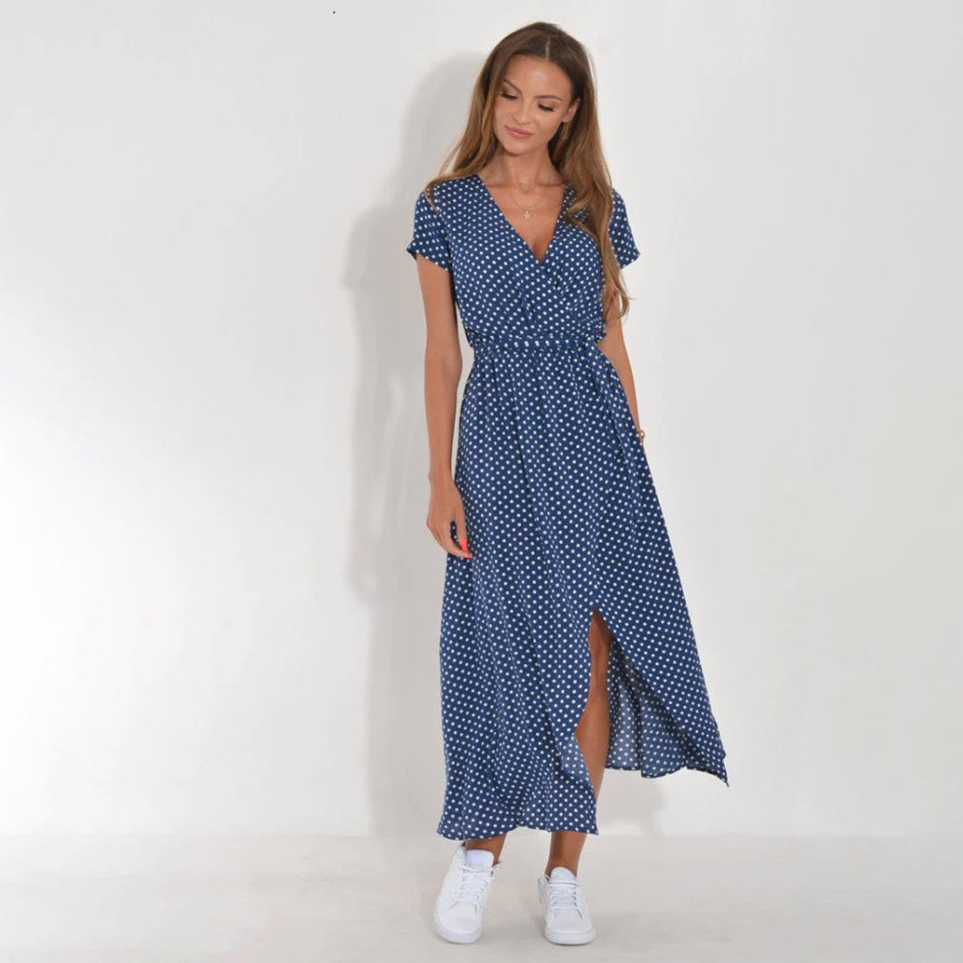 LIEVE | Boho Floral Maxi Wrap Dress – Elegante Zomerjurk met Print
