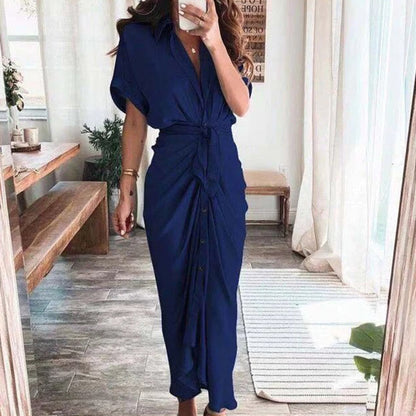 KIKI | Elegante Knoopjurk met V-Hals – Flatterende Drape & Zomers Comfort