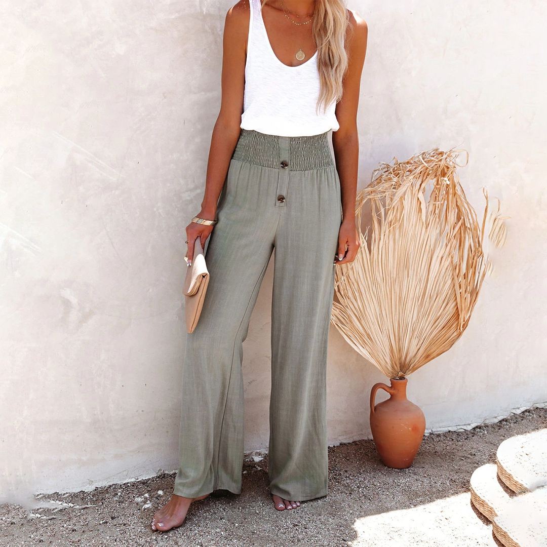FLORENCE | Luchtige Knoopdetail Broek – Comfort & Stijl in Één