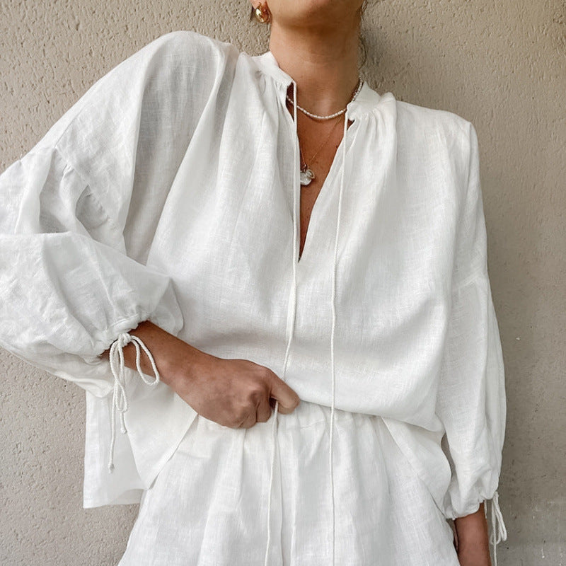 KAROLIEN | Loungewear Set met Ruches – Zachte Katoenen Set in 3 Kleuren