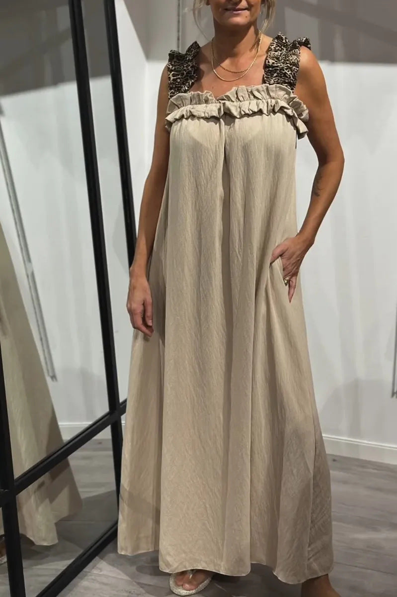 NESS | Maxi Zomerjurk met Panterbandjes – Katoenen Comfort in Stijl