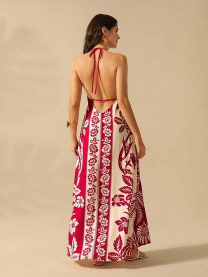 KORE | Halterjurk met Bloemenprint – Elegante Zomerse Umbrella Skirt