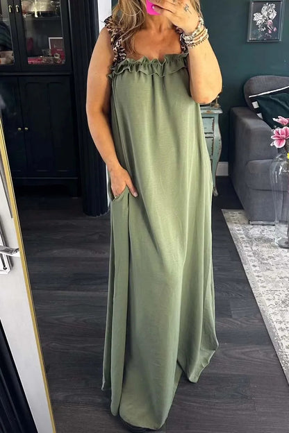 NESS | Maxi Zomerjurk met Panterbandjes – Katoenen Comfort in Stijl