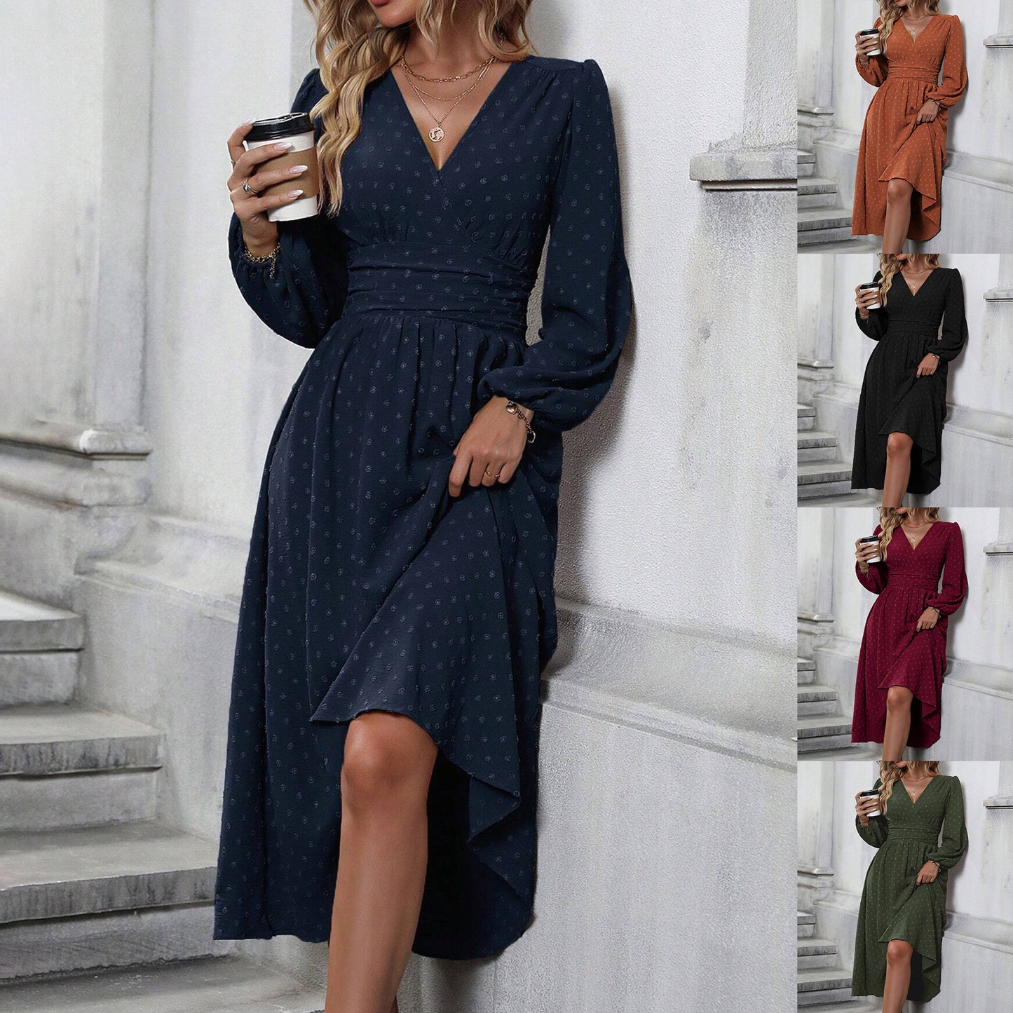AMELIA | Midi-Jurk met Lange Mouwen – Elegant & Tijdloos