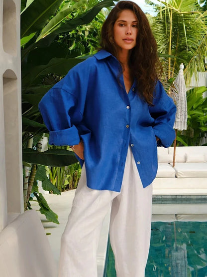 MAGALI | Luxe Linnen Look – Oversized Dames Blouse