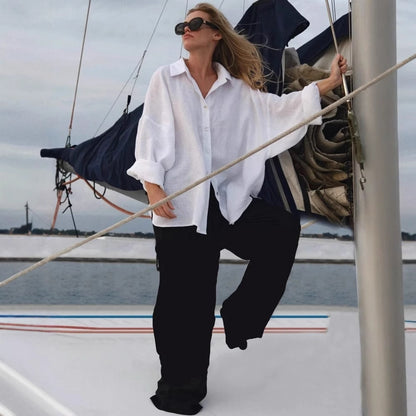 MAGALI | Luxe Linnen Look – Oversized Dames Blouse