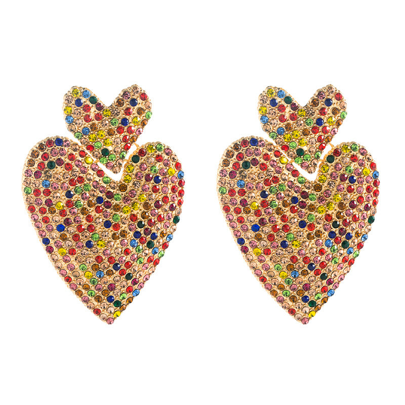 SERINE | Statement Strass Oorbellen in Hartvorm – Kleurrijk, Glamorous & Feestelijk