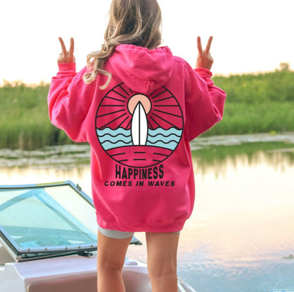 LIS | Zomer Hoodie Dames – “Happiness Comes in Waves” Surf Trui voor Frisse Avonden