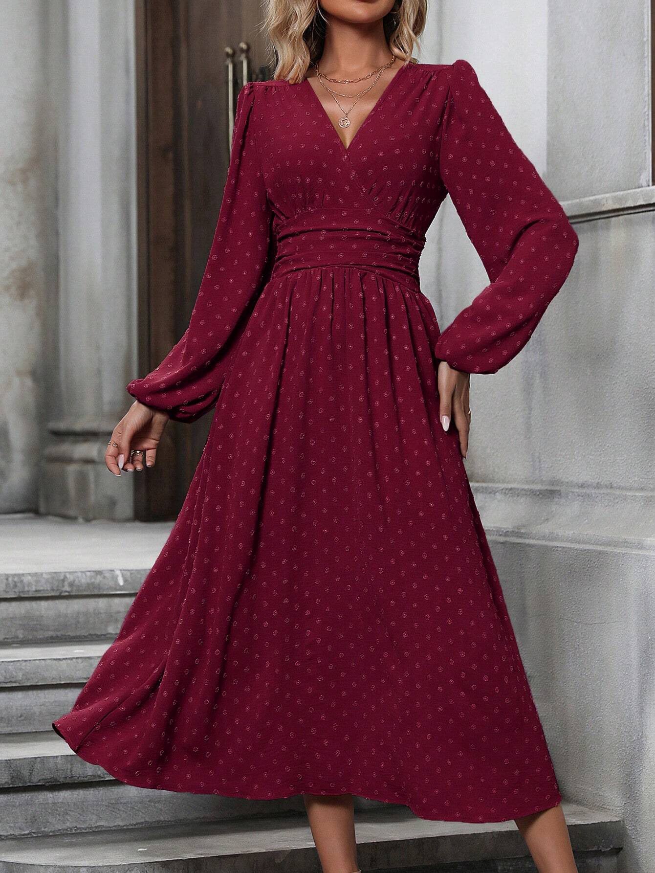 AMELIA | Midi-Jurk met Lange Mouwen – Elegant & Tijdloos
