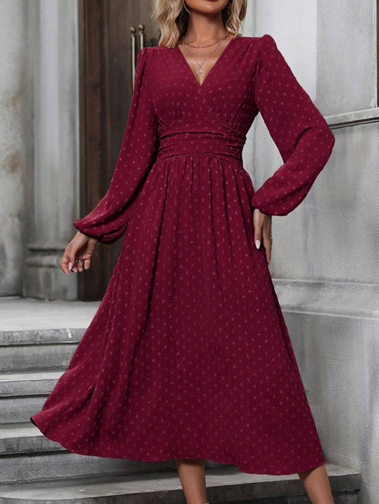 AMELIA | Midi-Jurk met Lange Mouwen – Elegant & Tijdloos