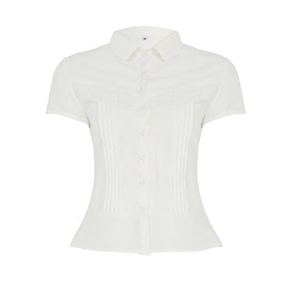 MEGAN | Korte Mouwen Blouse met Plooidetail – Tijdloos, Elegant & Casual-Chic