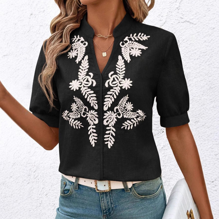 MARGO | Zomerse Katoenen Blouse met Borduursels – Elegante Boho Look