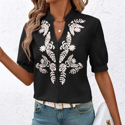 MARGO | Zomerse Katoenen Blouse met Borduursels – Elegante Boho Look