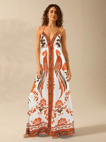 KORE | Halterjurk met Bloemenprint – Elegante Zomerse Umbrella Skirt