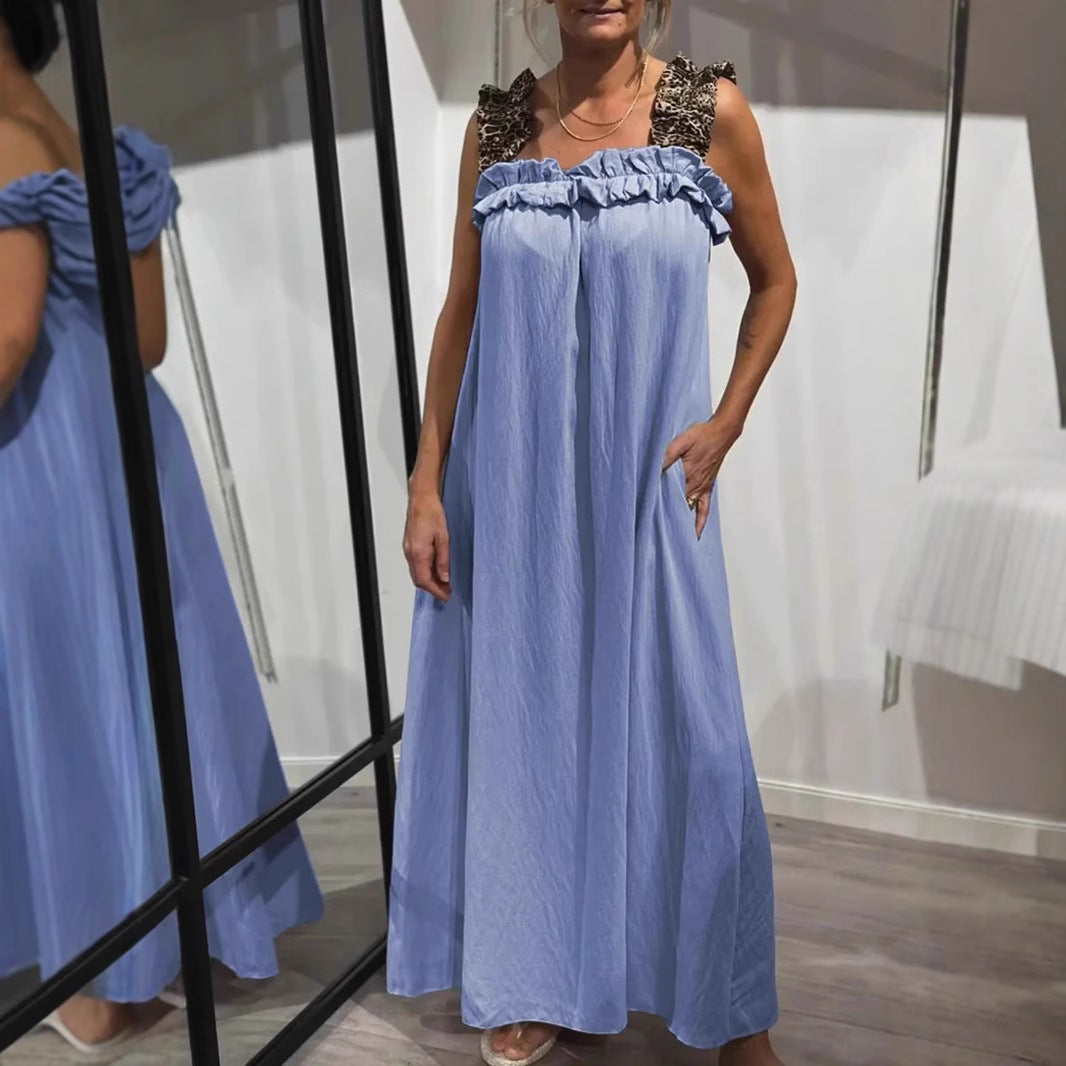 NESS | Maxi Zomerjurk met Panterbandjes – Katoenen Comfort in Stijl