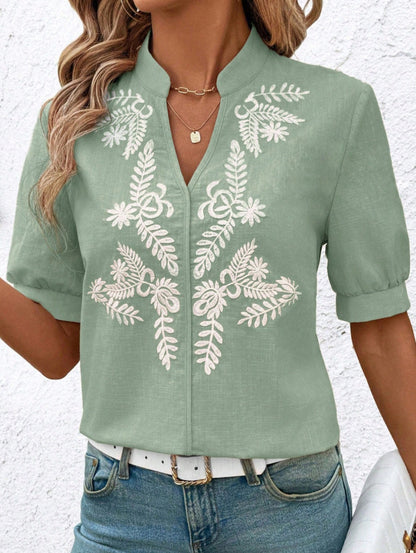 MARGO | Zomerse Katoenen Blouse met Borduursels – Elegante Boho Look
