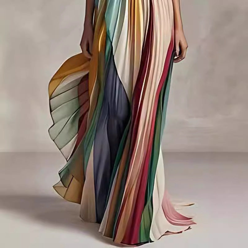 BELISE | Strapless Regenboogjurk – Luxe Geplooide Glamour