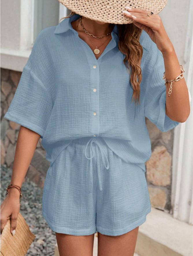 LISY | Zomerset met Knoopblouse & Shorts – Comfort & Stijl in Eén