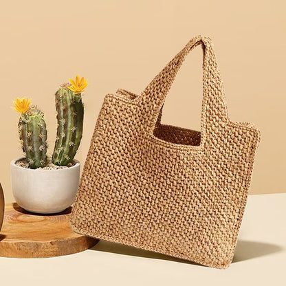 MARGRIET | Vakantie Stro Tote Bag – Gevlochten Commuter Bucket Tas
