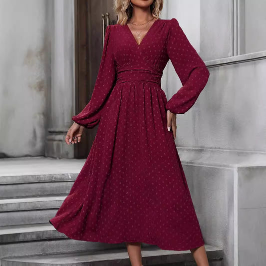 AMELIA | Midi-Jurk met Lange Mouwen – Elegant & Tijdloos