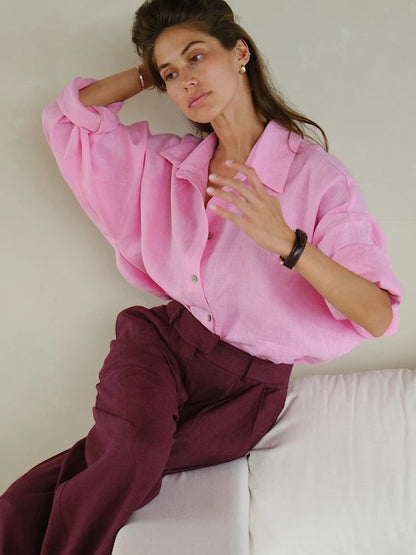 MAGALI | Luxe Linnen Look – Oversized Dames Blouse