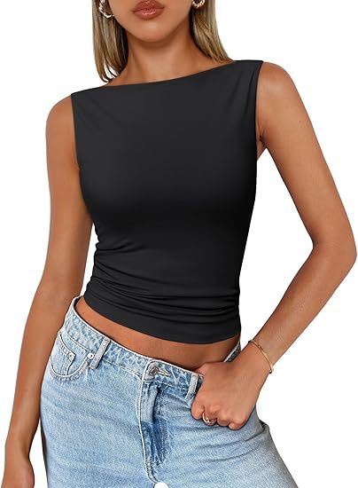 GEORGINA| Mouwloze Fitted Top met Hoge Hals – Minimalistische Dames Top