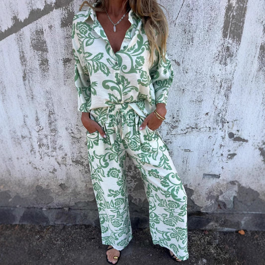 LIENE | Groene en Zwarte Boho Chique Set – Comfortabele Bohemian Outfit